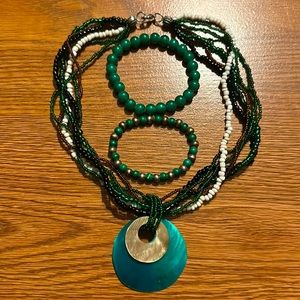3 pc necklace and bracelets.
